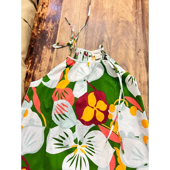 NAOO Women's Green Hawaiian Floral Tiered Maxi Dress Size Large tropical luau - Picture 5 of 5